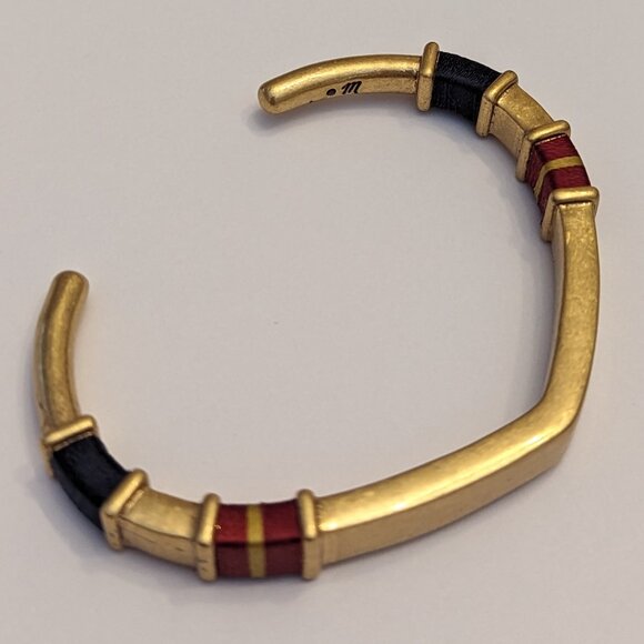 Madewell Black and Red Stripe Gold-toned Cuff Bracelet - Picture 2 of 7